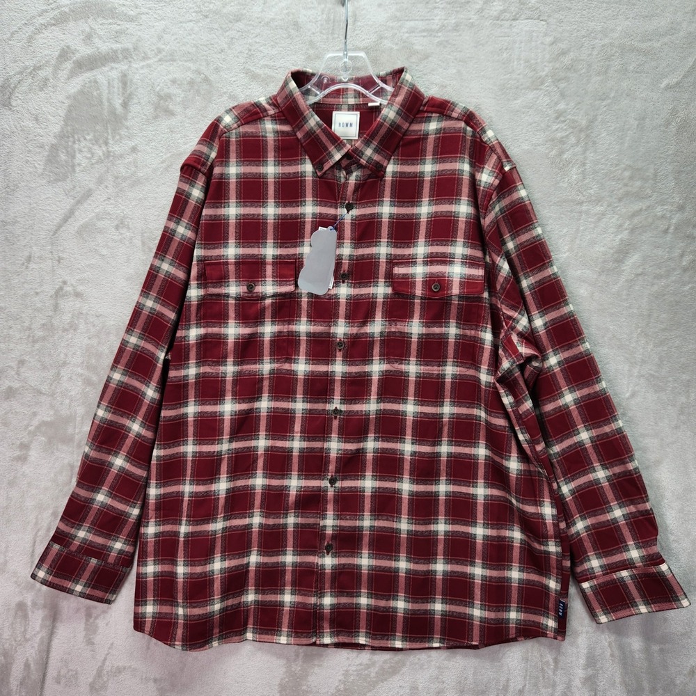 ROWM The Lodge Mens XXL Flannel Shirt Plaid Button Up Long Sleeve Casual Outdoor